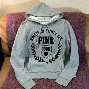 Victoria's secret gray love PINK 1986 large hoodie